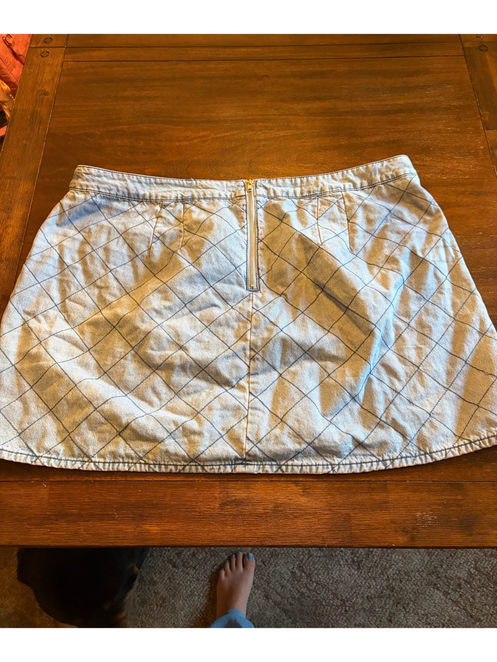 ELOQUII Denim Quilted Mini Skirt Size 26 Light Wash Diamond Stitch Plus Size - Picture 2 of 3